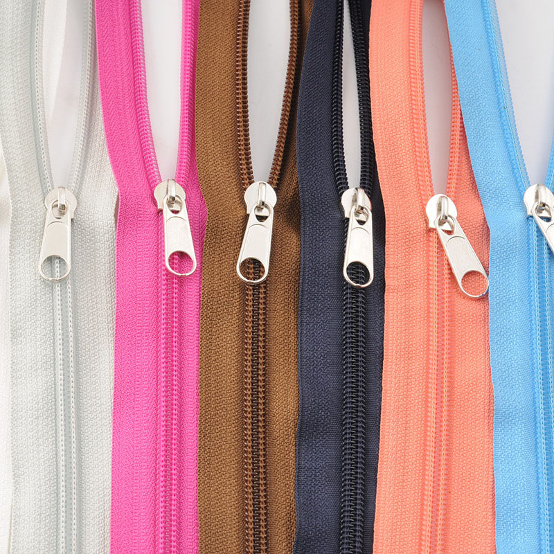 Nylon coil zippers in multiple colors