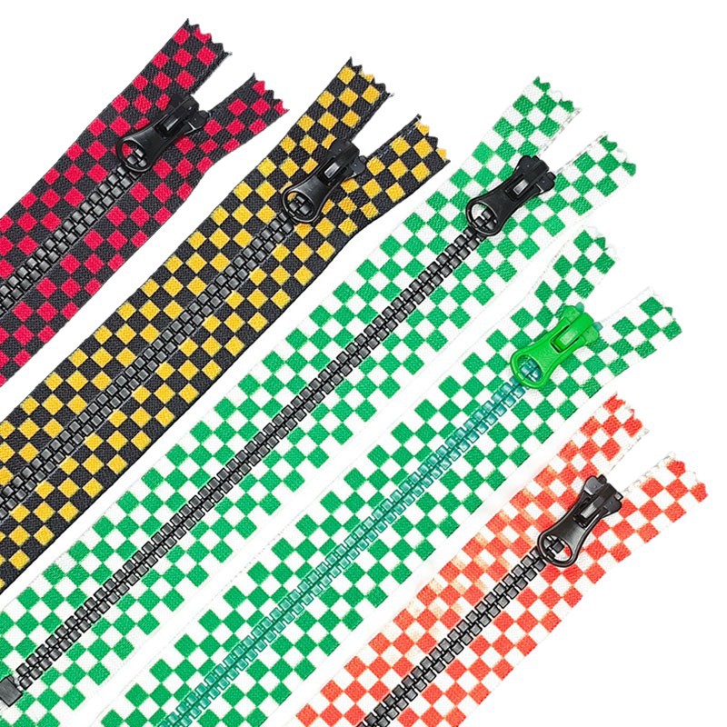 Decorative checkerboard zippers